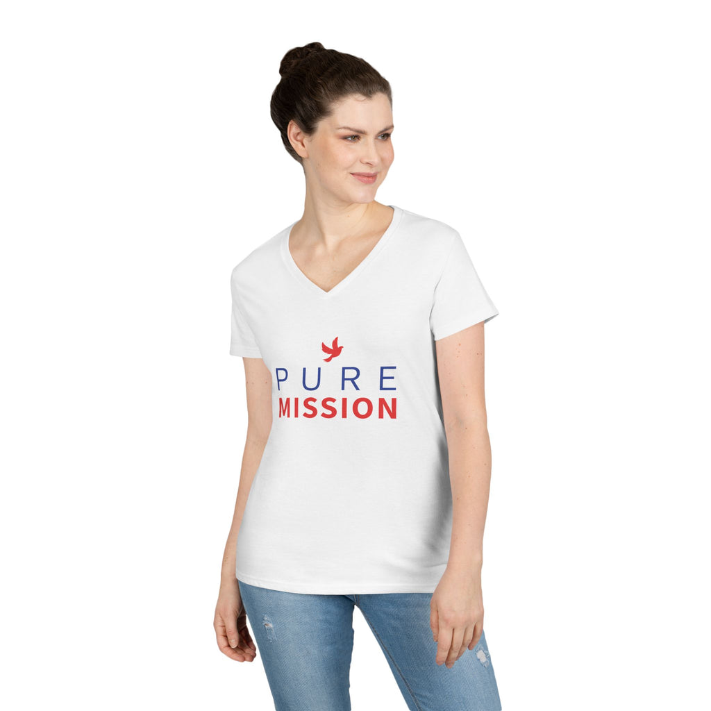 Pure Mission Ladies' V-Neck T-Shirt (White)