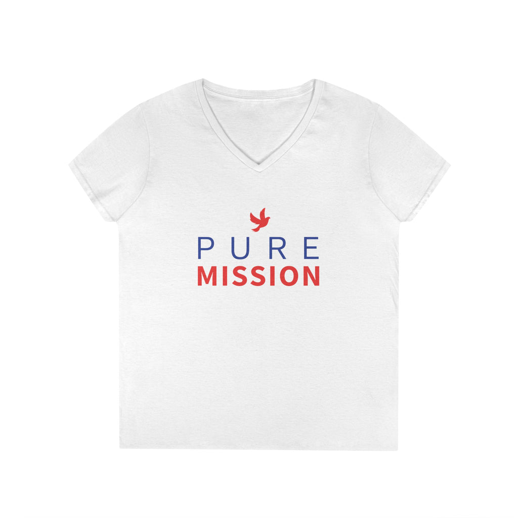 Pure Mission Ladies' V-Neck T-Shirt (White)