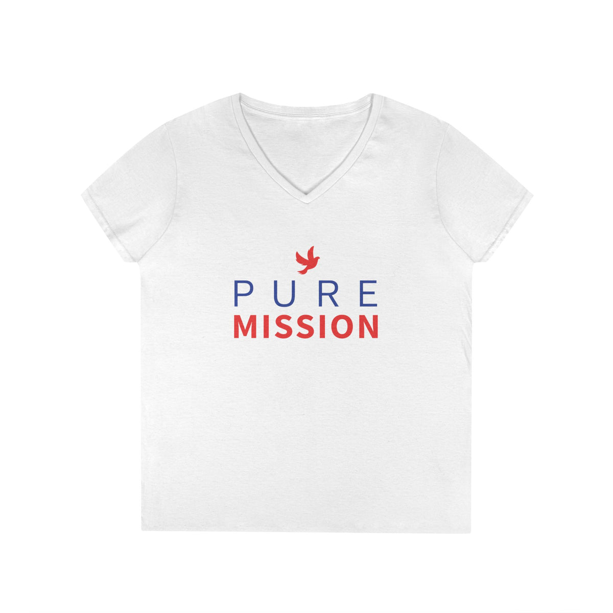 Pure Mission Ladies' V-Neck T-Shirt (White)
