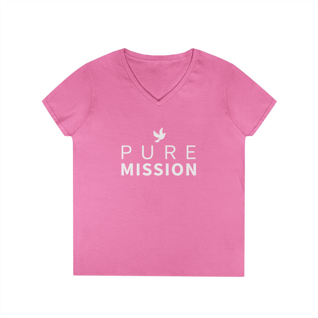 Pure Mission Ladies' V-Neck T-Shirt (Azalea)