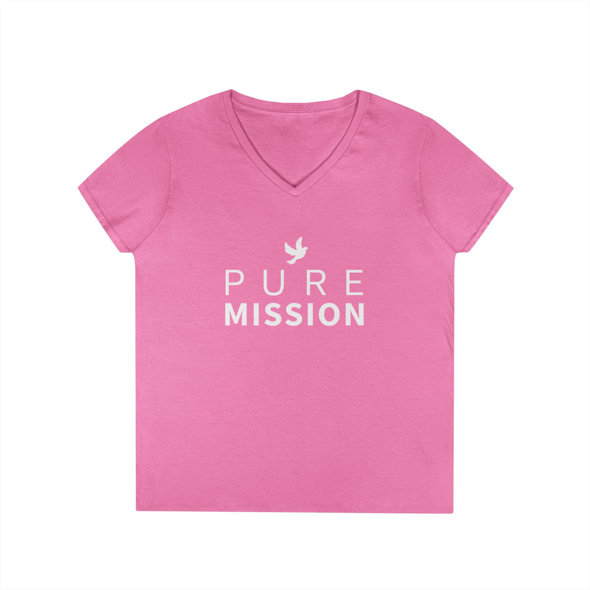 Pure Mission Ladies' V-Neck T-Shirt (Azalea)